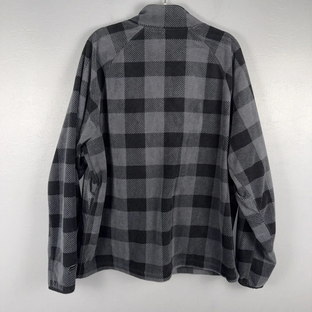 Fabletics The Pine City Full Zip Fleece Jacket Black Mountain Plaid Size XXL